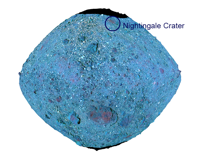 False colour image of Bennu asteroid
