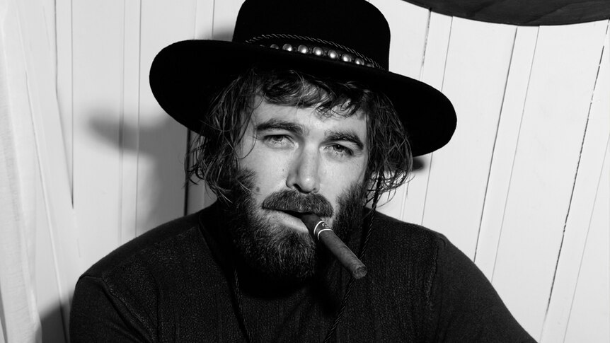 A 2019 black and white press shot of Angus Stone for his Dope Lemon project