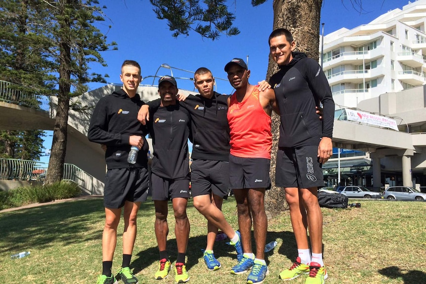 Indigenous runners in Sydney before they head to the New York Marathon
