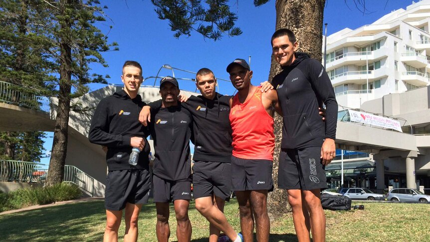 Indigenous runners in Sydney before they head to the New York Marathon