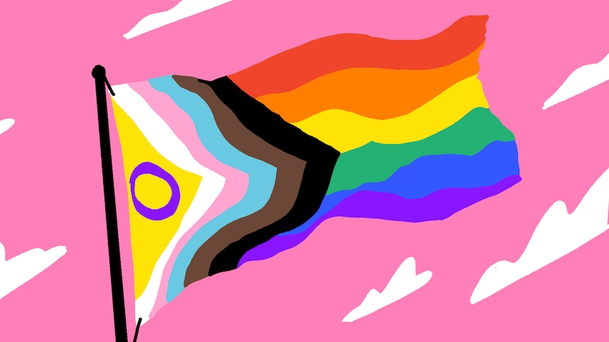 An illustration of the progressive pride flag