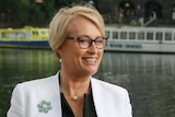 Sally Capp announces her run for Melbourne Lord Mayor on the banks of the Yarra River.