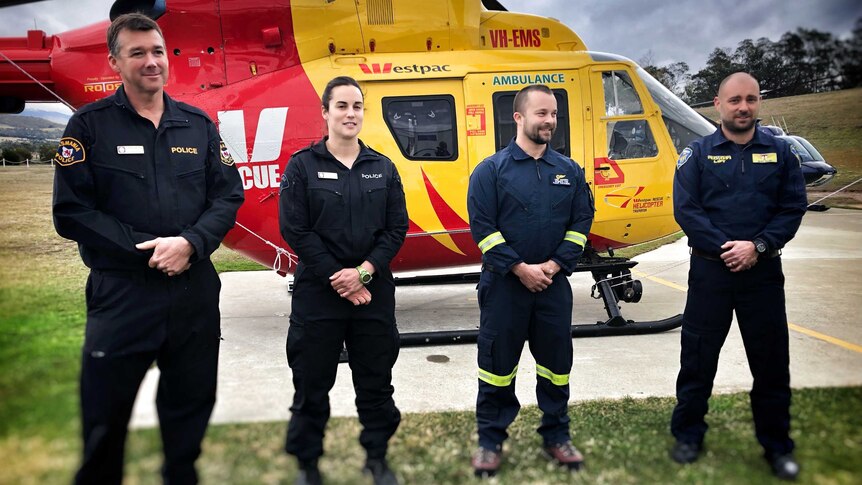 Constable Andrew Oakden, First Class Constable Ingrid Pajak, Flight Paramedic Andy Summers and Pilot Mark Allen, 17th July 2019