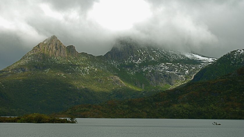 Cradle Mountain with cloudy peaks