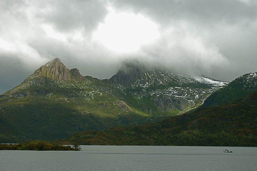 Cradle Mountain with cloudy peaks