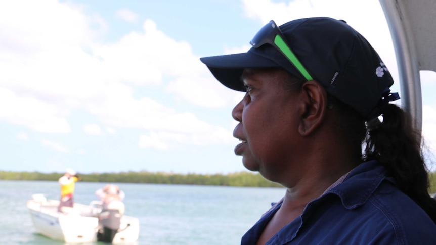 Theresa Lemon on a boat on Darwin Harbour