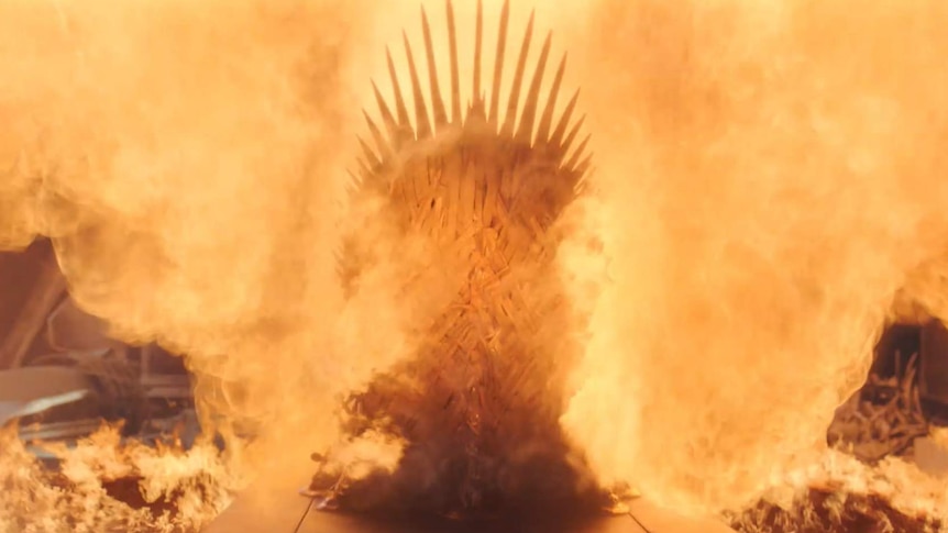 The Iron Throne is engulfed in flames