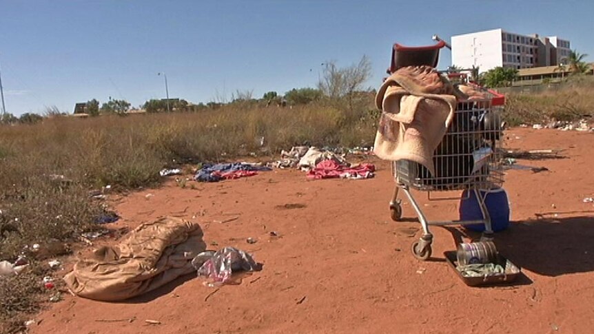 Homeless Aboriginal people in Port Hedland are living in scrubland. May 28, 2014.