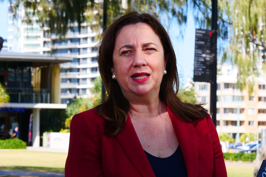 Queensland Premier Annastacia Palaszczuk speaking about COVID-19 on the Gold Coast