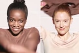 Dove advertisement showing a black woman taking off her brown t-shirt and turning into a white woman.