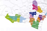 Map of proposed council mergers under the NSW Government's Fit for the Future package.