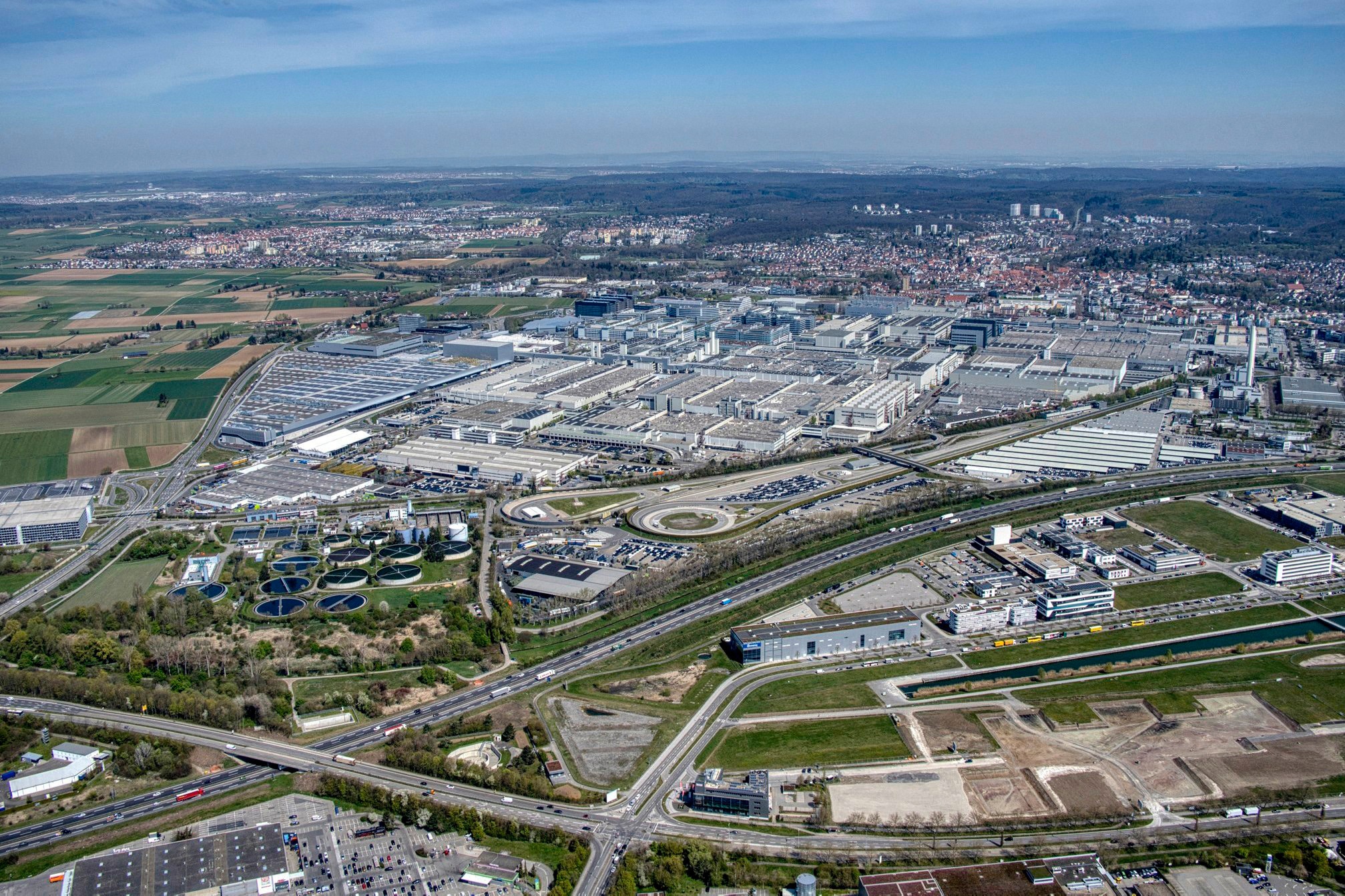 Birds eye view of a manufacturing plant