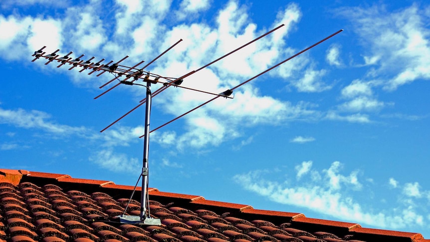 TV antenna on a rooftop