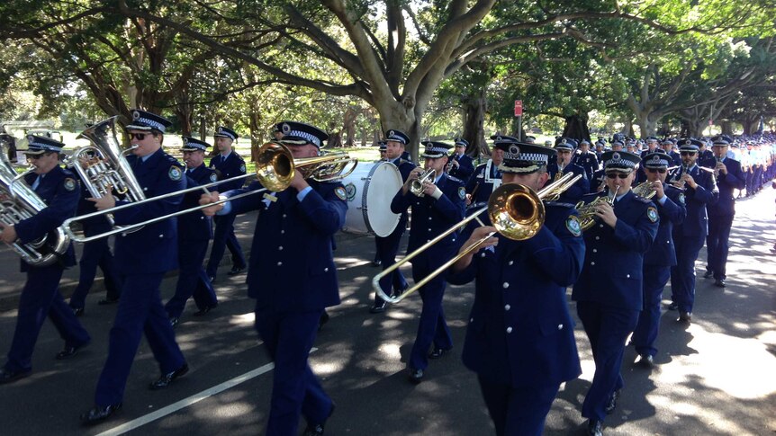 NSW Police band march through Hyde Park