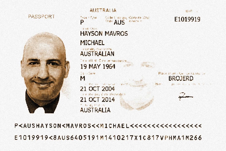 A passport scan for when Monis changed his name from his birth name to Michael Hayson Mavros.