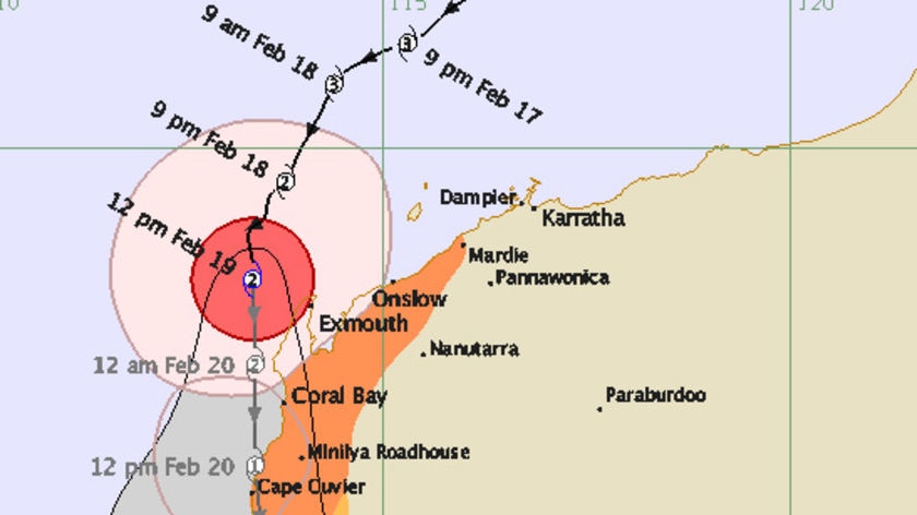 Latest position of Cyclone Nicholas.