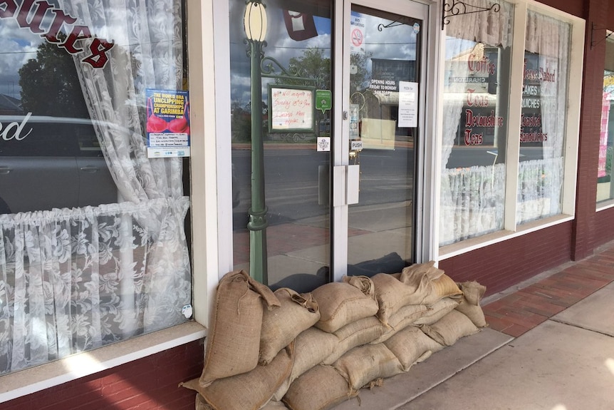 A business in Charlton uses sandbags as a precaution