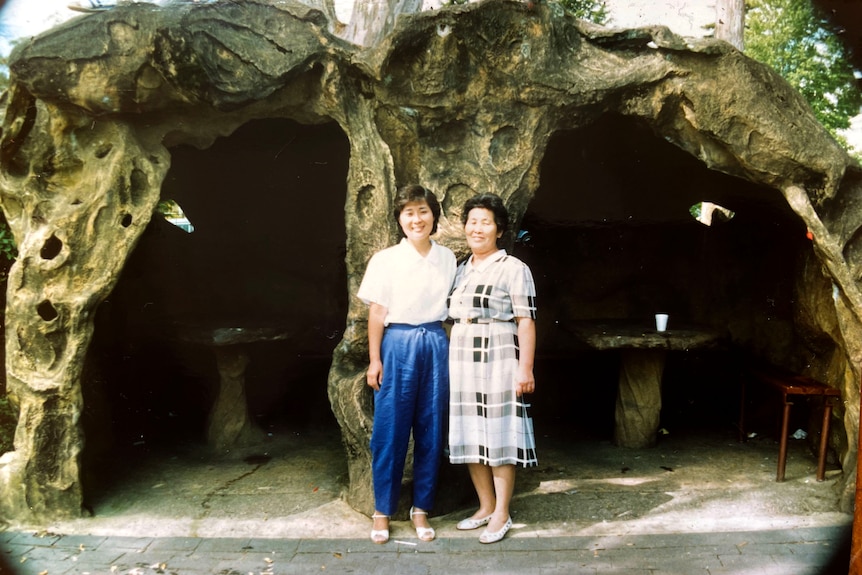 An archival photo of Stella Kim, Naeun's mother, and her grandmother.