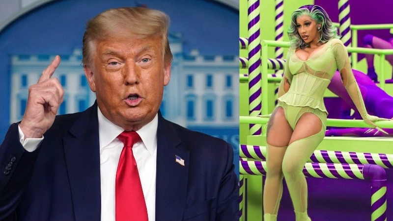 US President Donald Trump and US rapper Cardi B. The two are both signed up to the video sharing app Triller.