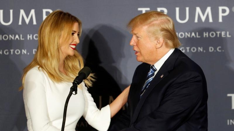 Donald Trump shakes daughter Ivanka's hand