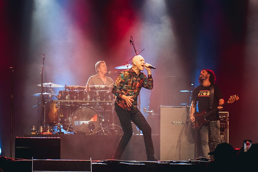 Midnight Oil perform on stage at Bluesfest 2022