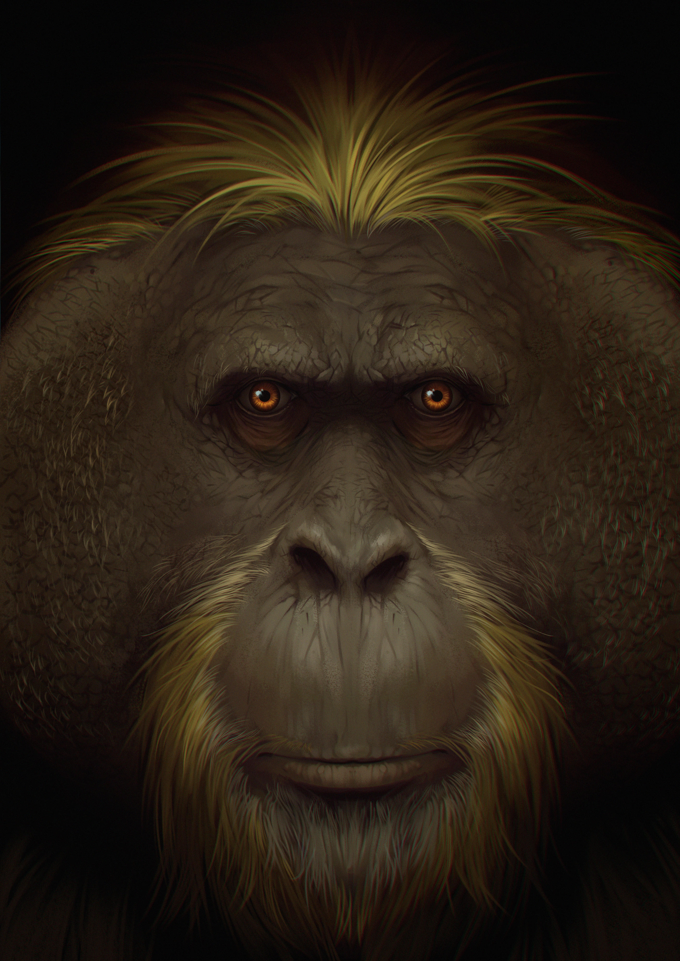 An illustration of a giant ape with brown fur