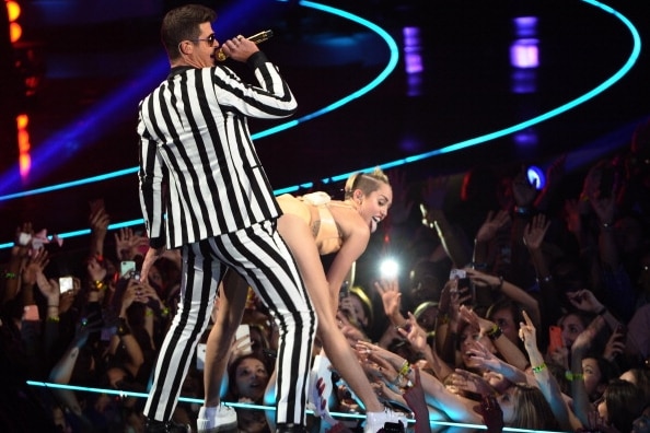 Miley Cyrus and Robin Thicke at the VMAs