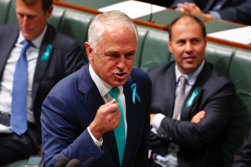 Malcolm Turnbull gesticulates during Question Time