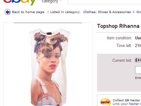 Rihanna Icon Tank Vest being sold on ebay.