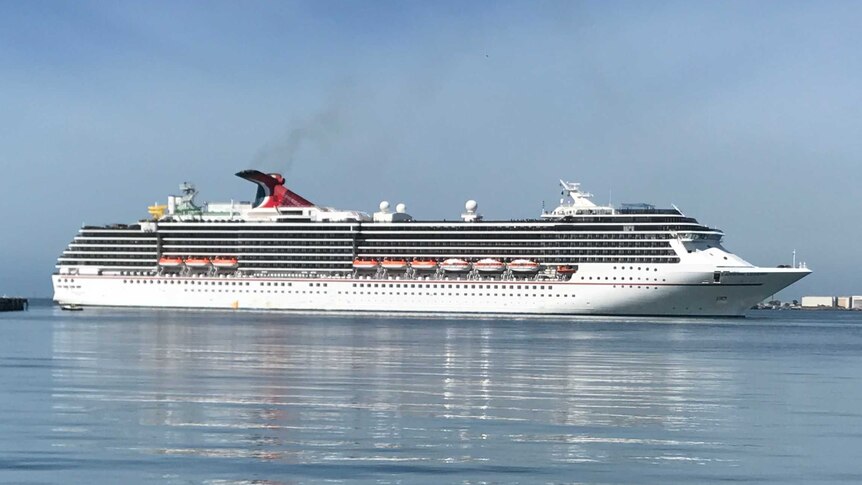 The Carnival Legend arrives at Station Pier in Port Melbourne.