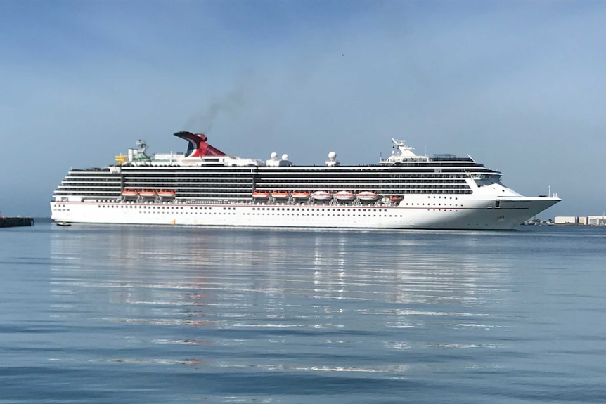 The Carnival Legend arrives at Station Pier in Port Melbourne.