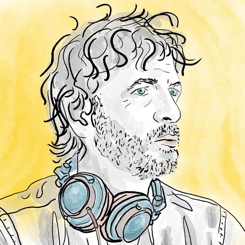 An illustrated portrait of Cassius member and French producer, musician and DJ, Philippe Zdar
