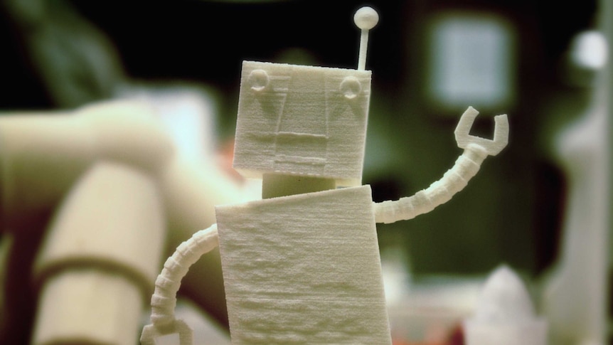 A small robot produced on a 3D printer at the Architecture and Design School in Oslo.