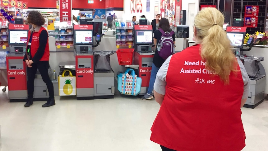 Coles self-service checkouts.