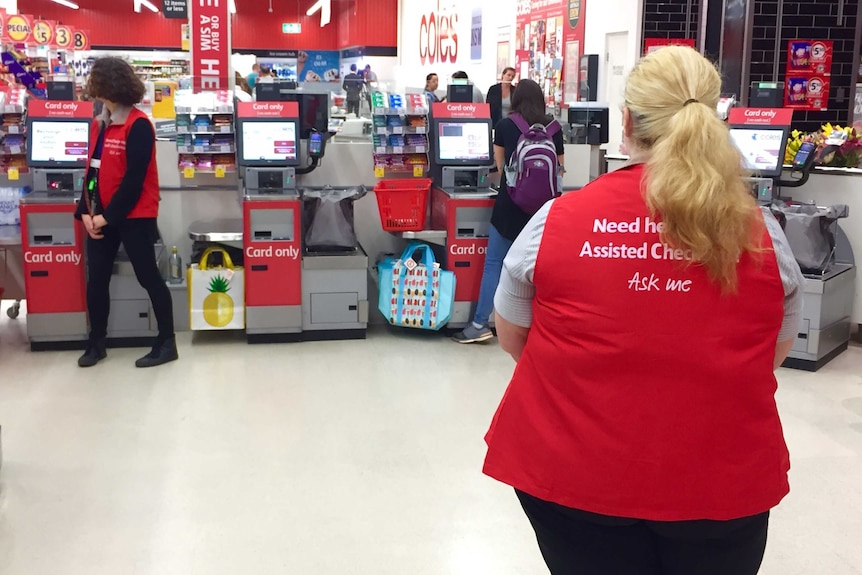 Coles self-service checkouts.