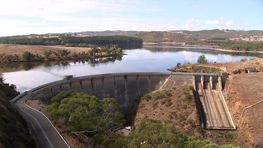 A reservoir and weir and dam wall