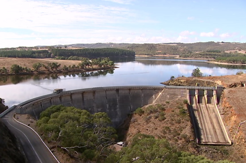 A reservoir and weir and dam wall