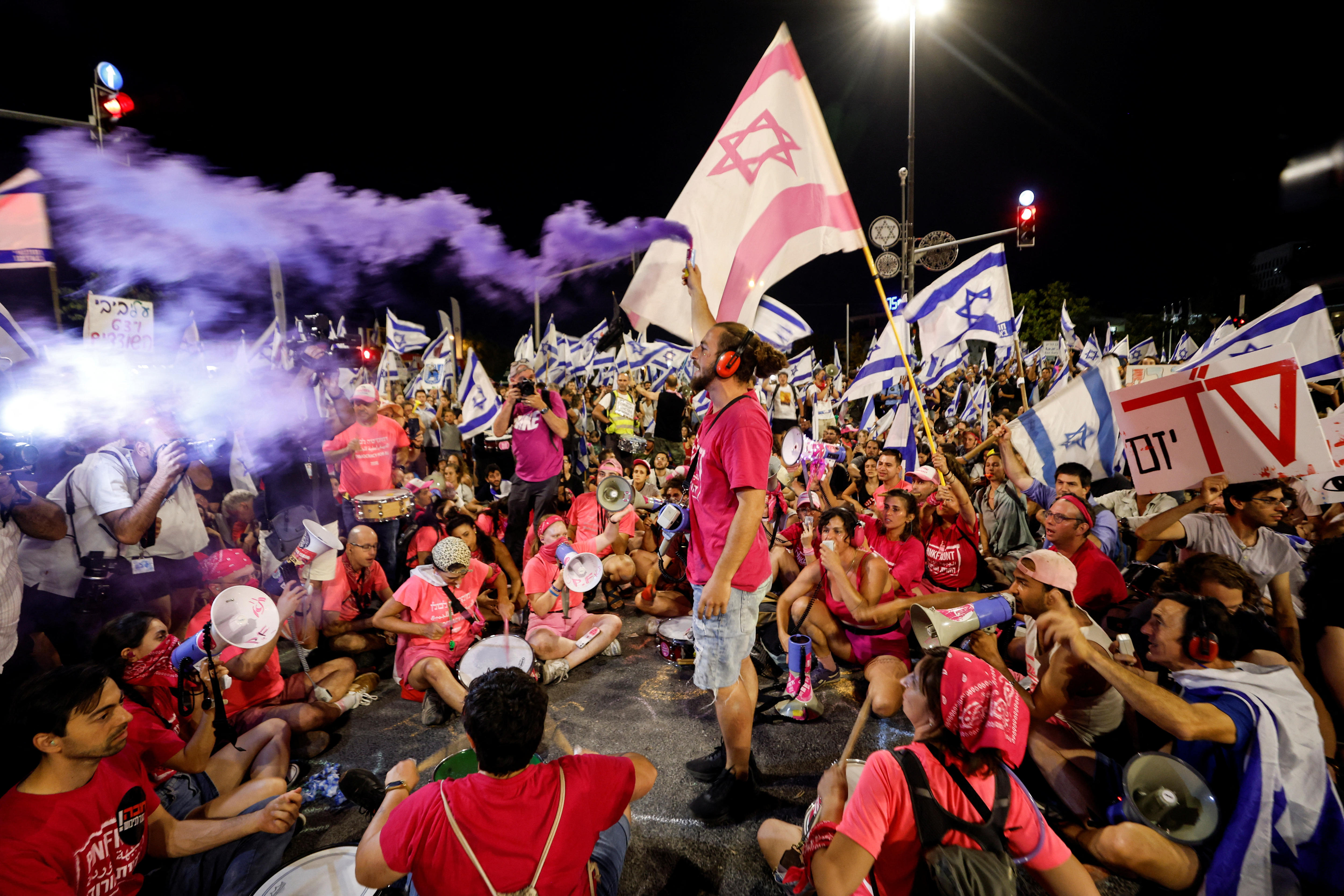 Protesters demonstrate following a parliament vote on a contested bill.