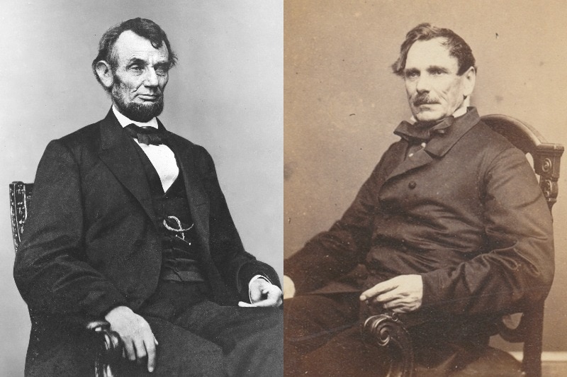 A composite image of Abraham Lincoln and James Shields