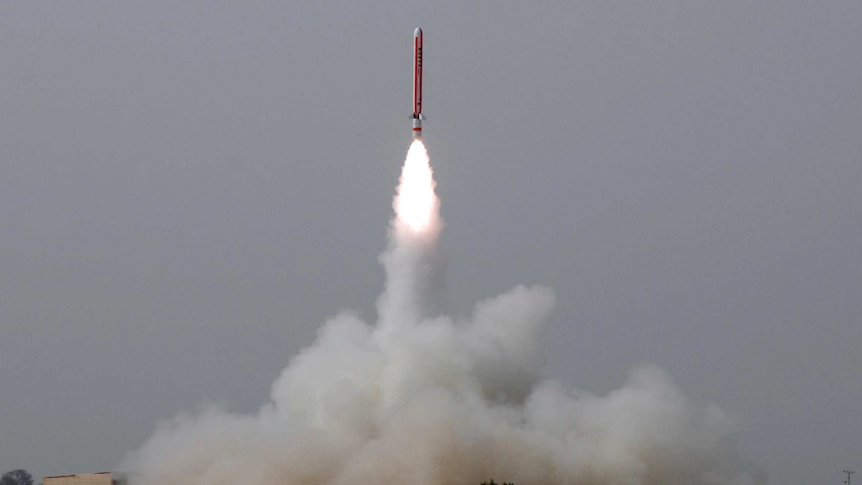Pakistan launches a nuclear-capable cruise missile launching from an undisclosed location
