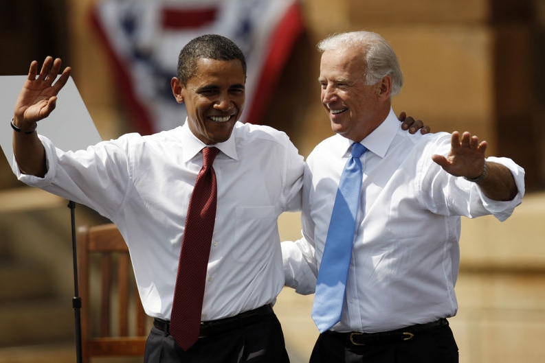 Barack Obama unveiled Joe Biden as his vice-presidential running mate in August 2008