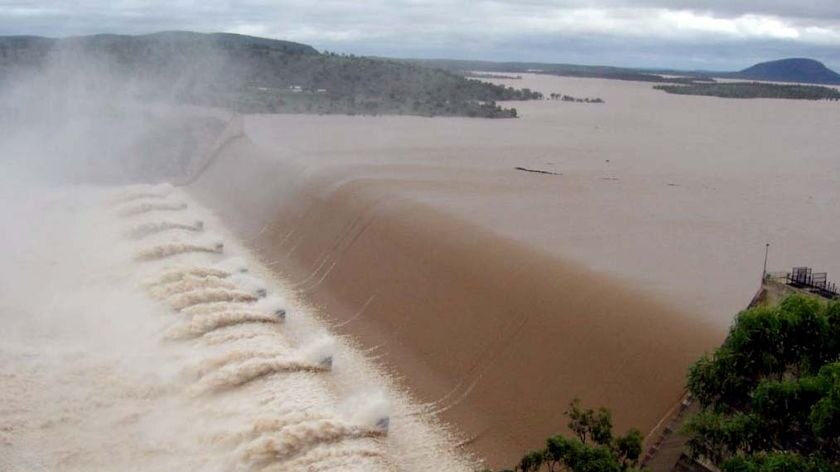 The Burdekin Falls Dam spills over as Cyclone Ellie neared the north Queensland coast