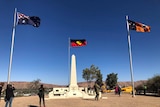 The Australian, Indigenous and NT flags fly at Anzac Hill