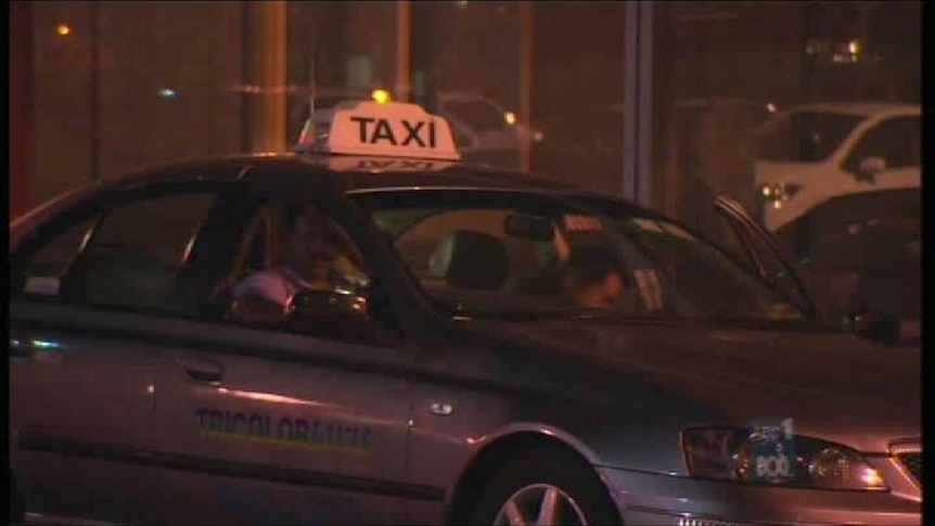 A taxi in Perth at night