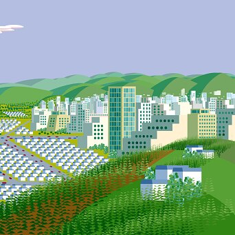 illustration of silicon valley like city