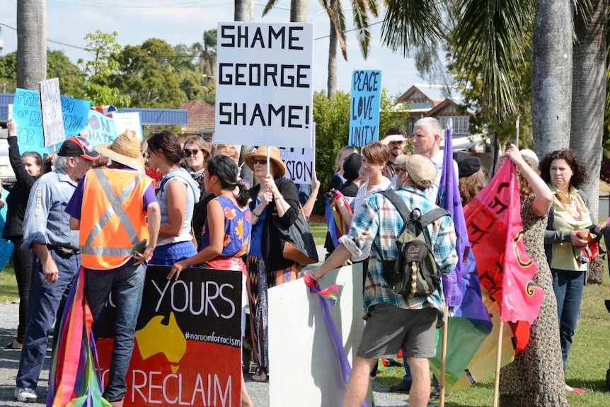 Anti-racism protesters in Mackay