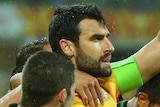 Mile Jedinak celebrates his goal for Australia against Kuwait