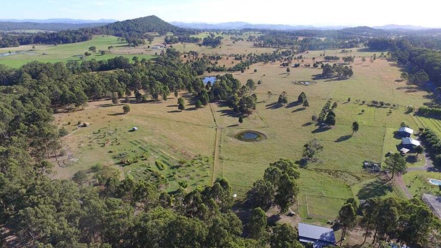 An aerial view of Honeycomb Valley Farm.