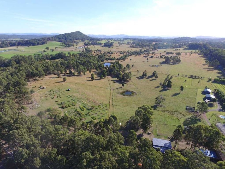 An aerial view of Honeycomb Valley Farm.