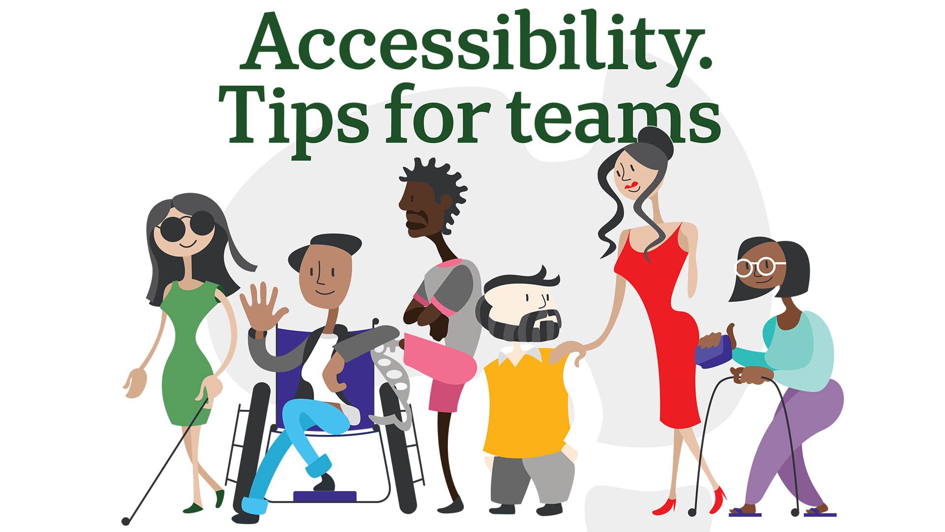 Illustration of people with varying abilities, genders, and ethnicities.
